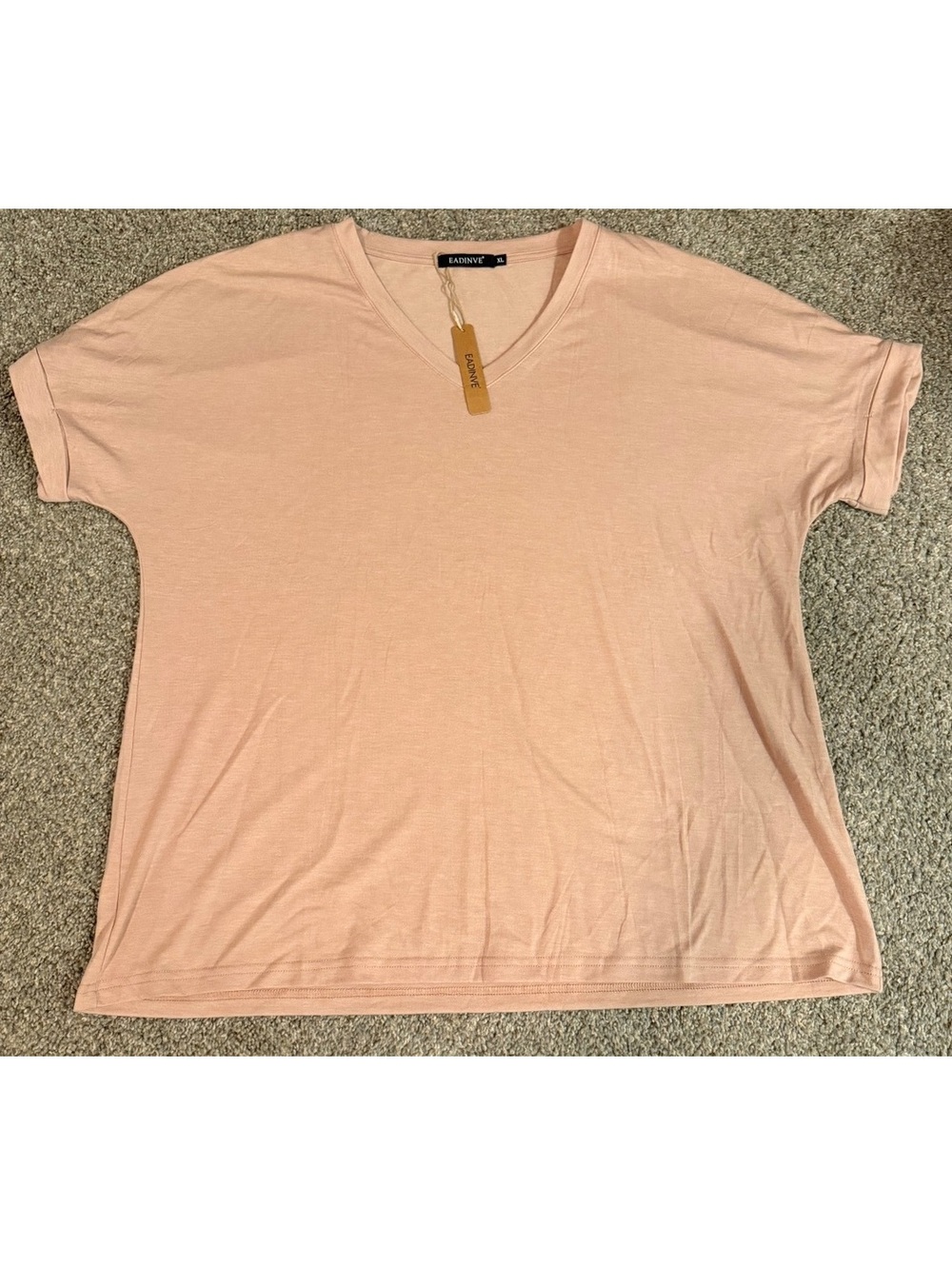 EADINVE Dusty Pink Oversized V-Neck T-Shirt XL NWT
